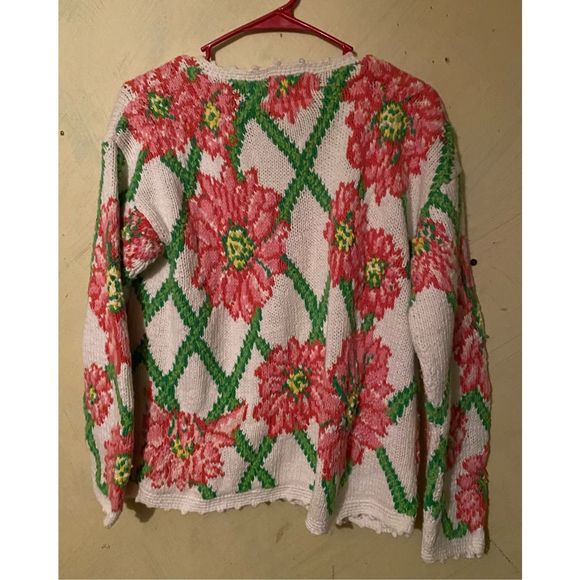 Vintage Lilly Pultizer Heavy Floral Sweater Cardigan sz Small - Picture 4 of 5